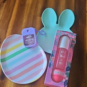 Easter Egg & Bunny Melamine Plate Wish Sanitizer & Solo Ibiza Body Mist & Cream.